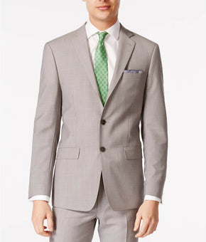 Calvin Klein Men's Solid Classic-Fit Suit Jacket Light Beige Grey Size 42R