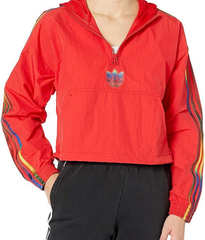 adidas Originals womens Cropped Half-Zip Scarlet XS RED MSRP $70