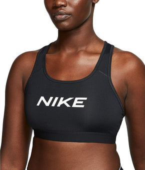 Nike Women's Logo Dri-FIT Racerback Mid-Impact Sports Bra, Black, Size S