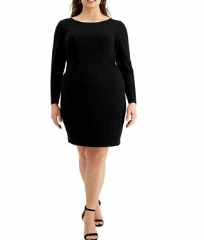Emerald Sundae Trendy Plus Size 22 Long-Sleeve Cross-Back Dress, Black MSRP $59
