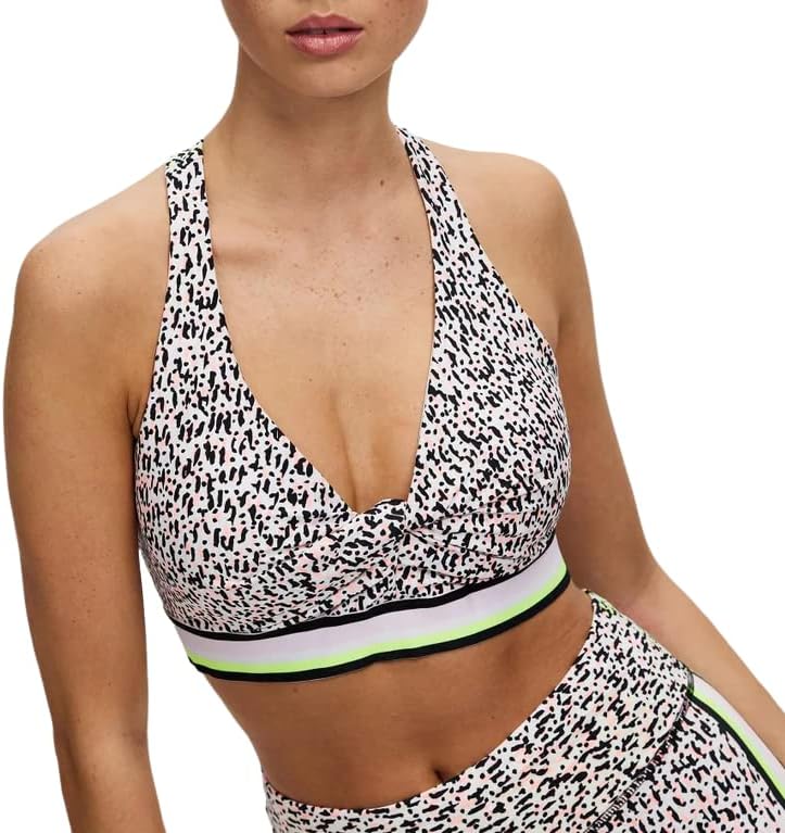 DKNY womens Sport Printed Low-Impact Sports Bra, Slate Heather, Size L