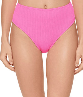 DKNY Women's Textured High Waist Bikini Bottom Swimsuit Pink Size S