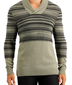 INC Mens Sweater Tea Leaf Small Textured Striped Shawl Collar Green Size S