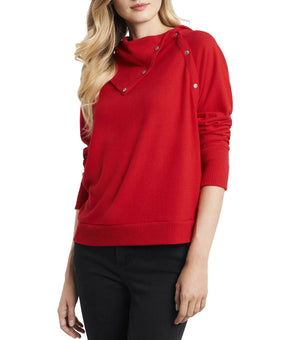 Vince Camuto Women's Fold Over Neck Long Sleeve Top Red SIze XL