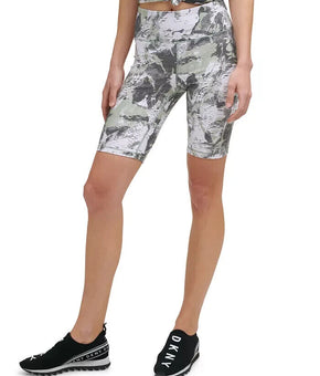 DKNY SPORT Women's Printed Bike Shorts Green Size M MSRP $45
