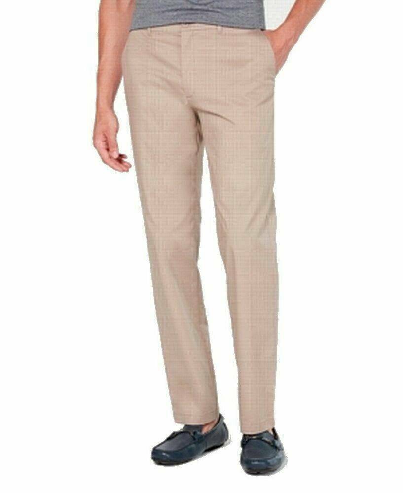 Alfani Men Chino Pants dark Beige Size 40X30 Classic Fit Flat Front Stretch $75