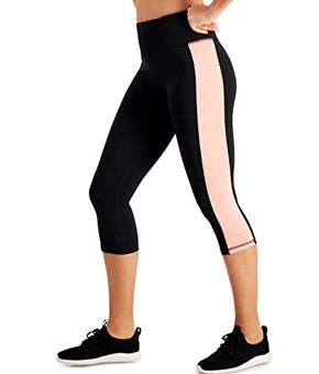 Ideology Women's Colorblocked Cropped Leggings (Noir Peachberry, X-Small)