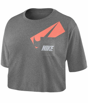 Nike Womens Logo Pocket Crop Top Gray Size L MSRP $40