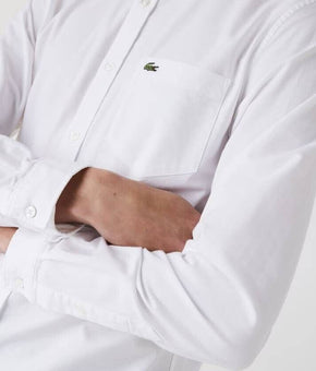 Lacoste Men's Regular Fit Cotton Oxford Button Shirt White Size 42 / L MSRP $90
