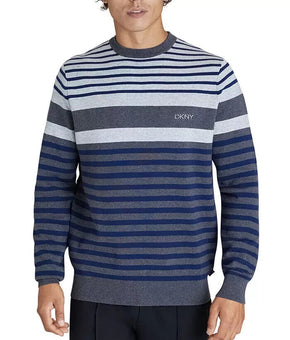 Dkny Men's Stripe Sweater Navy Gray Size XL MSRP $90