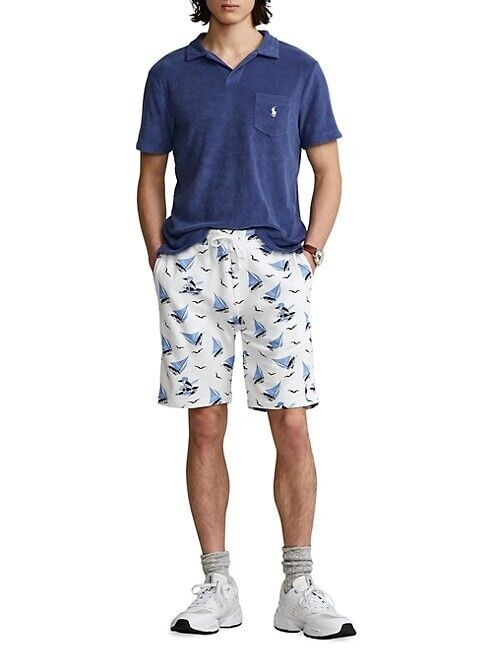 Polo Ralph Lauren Terry Sailboat Athletic Terry Shorts White Size M MSRP $99
