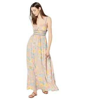 Free People Wisteria Maxi Dress Pink Yellow Size XL MSRP $148