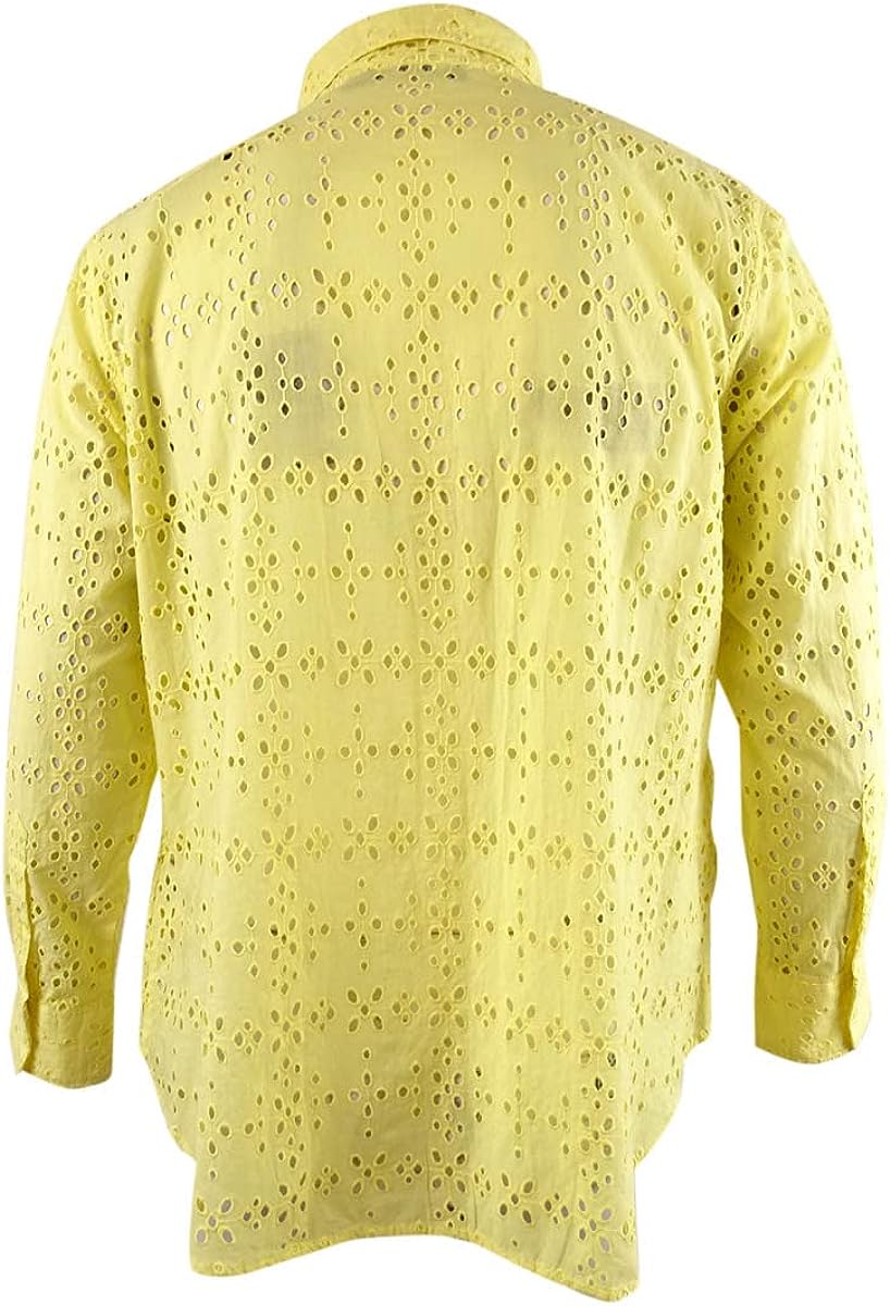 Lauren Ralph Lauren Women's Plus Eyelet Cotton Shirt (Size 3X, Yellow)