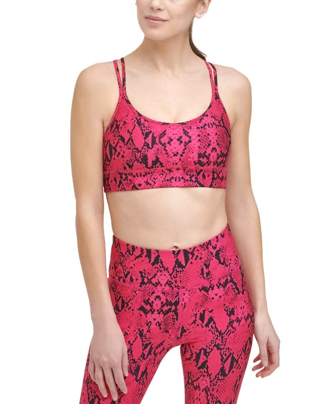 DKNY Sport Women's Snake-Embossed Sports Bra Tank Top (Pink, X-Small Size XS