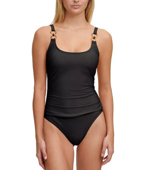 DKNY Classic Tank One-Piece Swimsuit Black Size 18 MSRP $108