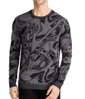 Hugo Boss Men's Abstract Crewneck Sweater Black Gray Size XL MSRP $178