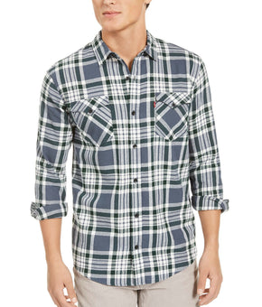 Levis nicholas Cotton Plaid Button Up Shirt Dual Pocket Green Size M MSRP$55