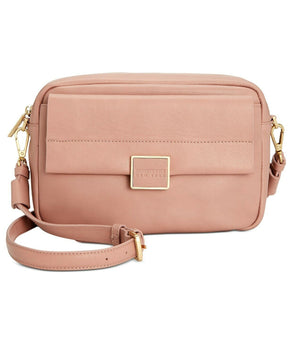 Kenneth Cole New York Christie Crossbody Handbag Leather Gold Zip Dark Pink