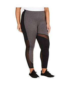 Soffe Mesh-Inset Leggings Grey Heather Plus Size 2X