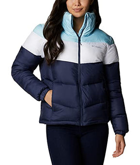Columbia Women's Puffect Color Blocked Jacket, Nocturnal/White/Blue, 1X Plus