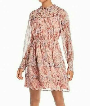Aqua Paisley Print Mini Dress Women's Pink Combo Size XS MSRP $88