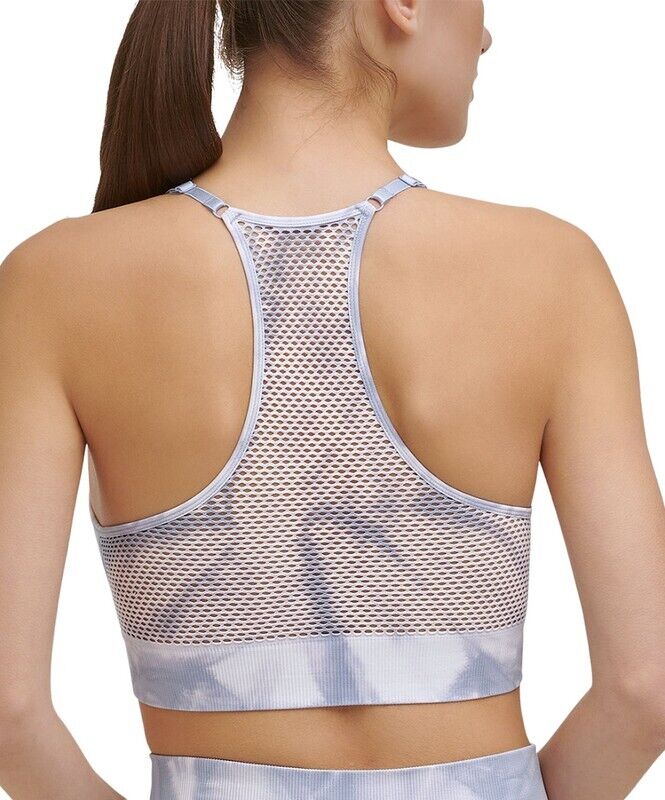 Dkny Sport Women's Tie-Dyed Mesh-Back Sports Bra white Size M MSRP $50