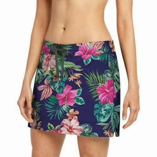 Speedo Womens Woven Swim Skort Skirt floral Navy Blue Size XL