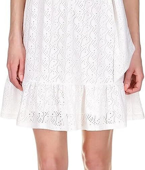 MICHAEL KORS Women's Eyelet Mock-Neck Mini Dress White Size XL MSRP $140