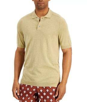 Tasso Elba Men's Sweater-Knit Linen Polo Shirt khaki Combo dark Beige Size XXL