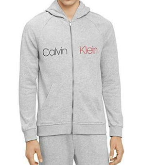 Calvin Klein Mens Immerge Logo Zip Hoodie Gray Size L