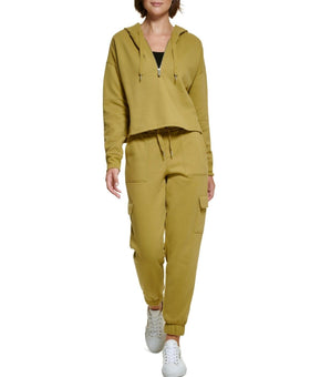 Calvin Klein Performance Women's Zip High-Low Hoodie Olive Green Size L MSRP $60
