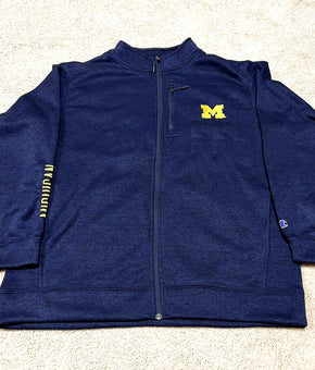 Champion Men????s Michigan Wolverines Full Zip Embroidered Blue Jacket Size L