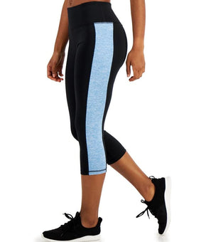 Ideology Women's Colorblocked Cropped Leggings (Black Blue, Size M)