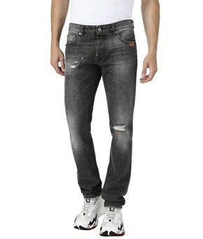 Just Cavalli Men Tiger Print Jeans With A Just Fit Black Denim Size 32