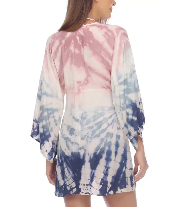RAVIYA Tie-Dye Tunic Swim Cover-Up Blue Pink Size L