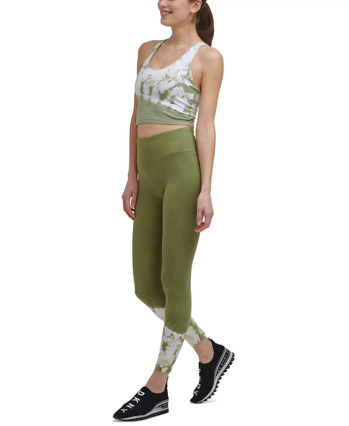 Dkny Sport Women's Tie-Dyed Long-Line Sports Bra Green Size S MSRP $45
