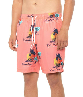 Nautica Men's Island Print Swim Trunks Neon coral orange Size 2XL MSRP $70