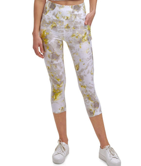 Calvin Klein Womens Printed Cropped Leggings yellow Size 2XL MSRP $50