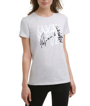 Calvin Klein Womens Performance Women's Script Logo T-Shirt gray Size S MSRP $40