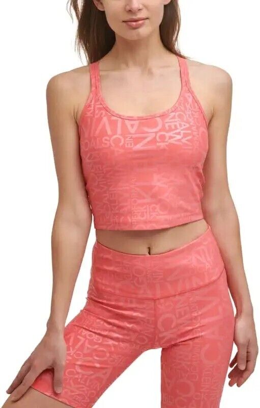 Calvin Klein Performance Women's Printed Strappy-Back Tank Top Pink Size S