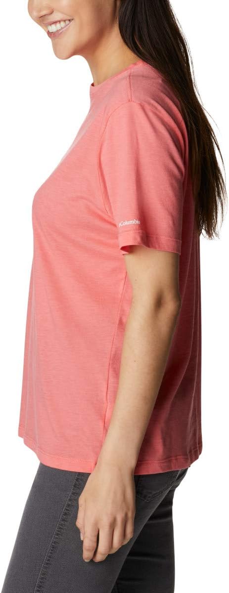 Columbia Women's Bluebird Day Relaxed Crew Neck, Salmon Heather, Plus Size 1X