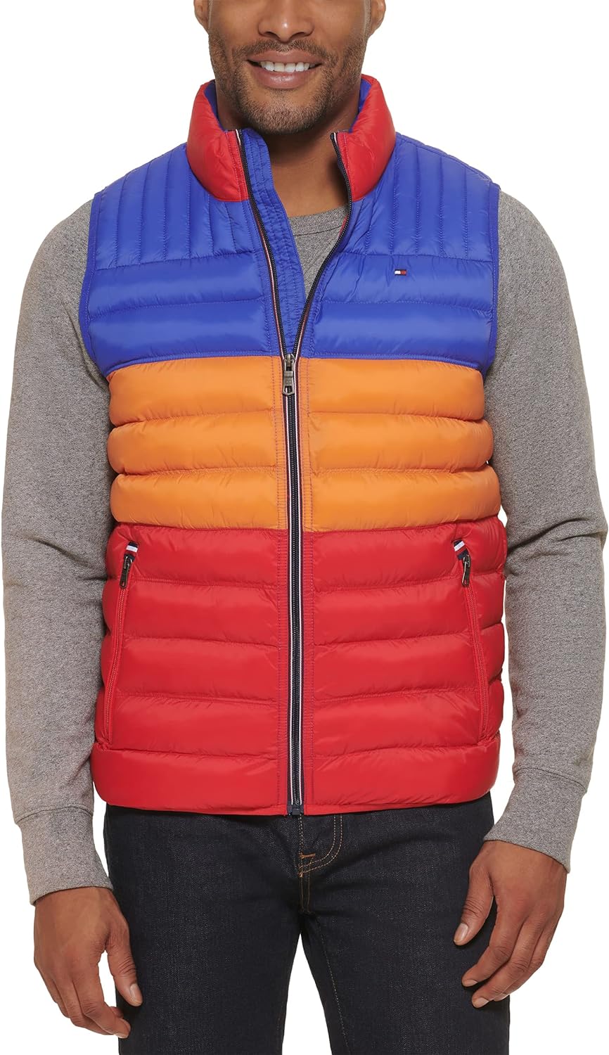 Tommy Hilfiger Men Lightweight Ultra Loft Quilted Puffer Vest British Tan, Large