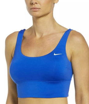 NIKE Essential Scoop-Neck Bikini Top Blue Size L MSRP $52