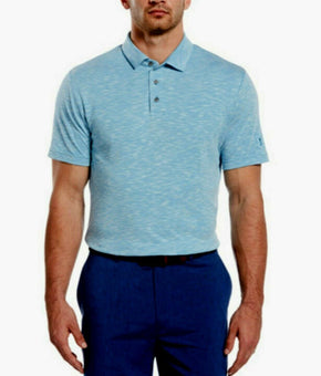 PGA TOUR Men's Textured Golf Polo Shirt Teal Light Blue Size S