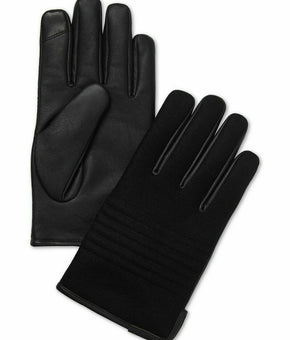 CALVIN KLEIN Men's Melton Faux-Leather Touchscreen Gloves, Black L MSRP $58