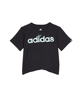 adidas Girl's Short Sleeve Crossover Tee Black Multi Size XL (16 Big Kids)