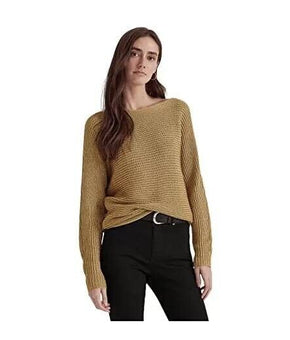 Lauren Ralph Lauren Women Gold Dolman-Sleeve Boatneck Sweater Size XL MSRP $100