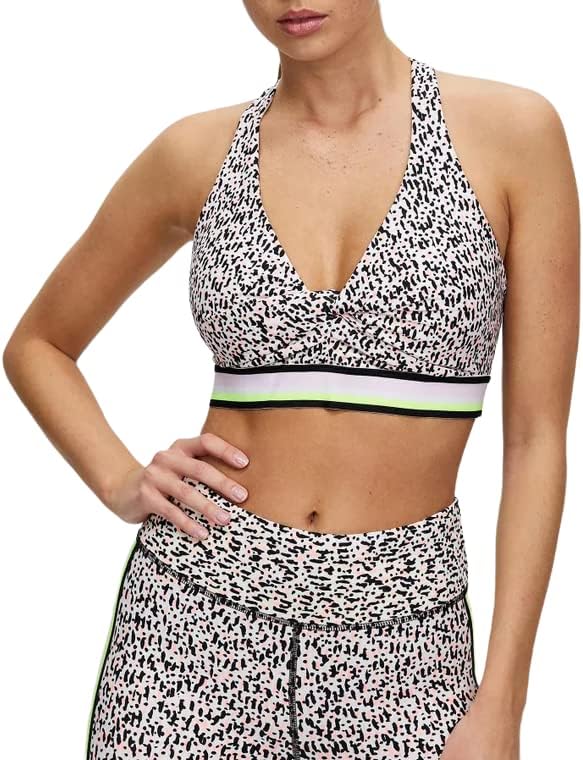 DKNY womens Sport Printed Low-Impact Sports Bra, Slate Heather, Size L
