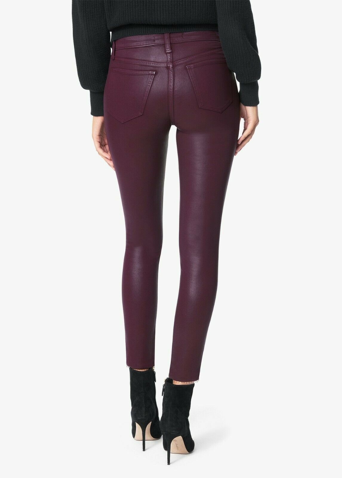 Joe's CHARLIE HIGH RISE SKINNY ANKLE COATED JEANS SIREN Red Sz 27 MSRP $198 New