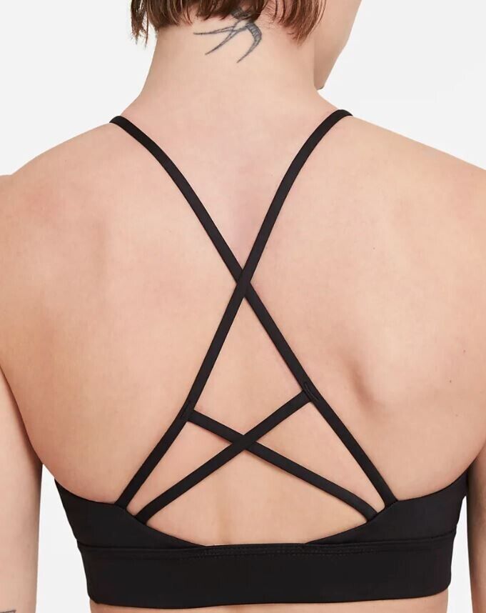 Nike Womens Dri-fit Indy Rainbow Ladder Sports Bra black Size XS MSRP $40